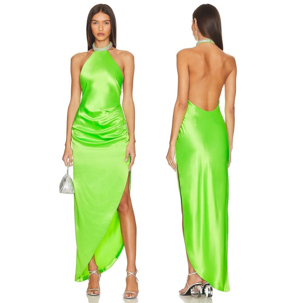 Retrofete Maria Maxi Rhinestone Halter Formal Gala Wedding Guest Hoco Party XS